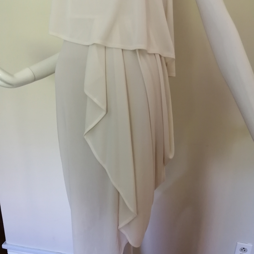 BCBGMaxAzria Asymmetrical Cream One-Shoulder Ruffle Dress - Picture 5 of 11